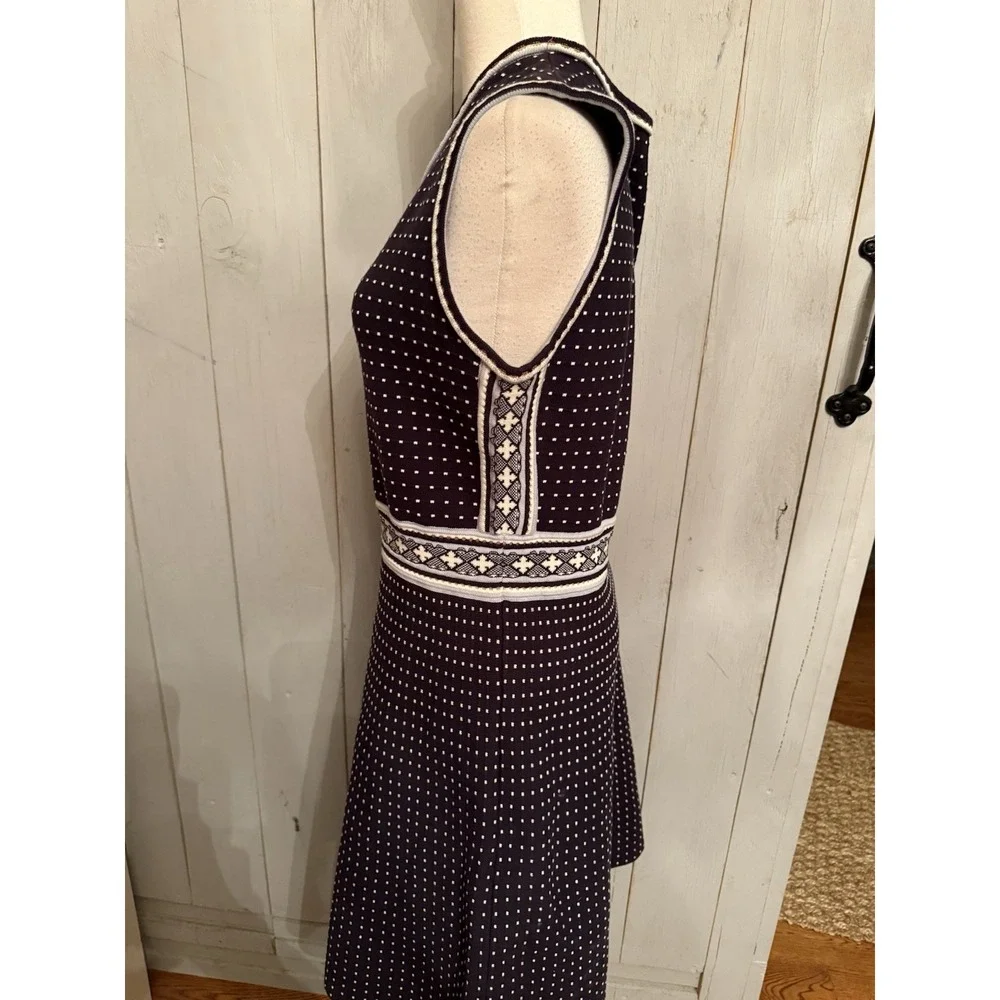 TORY‎ BURCH Navy Mini Geo Sleeveless Knit Sweater A-line Dress Sz XL $395 F17
